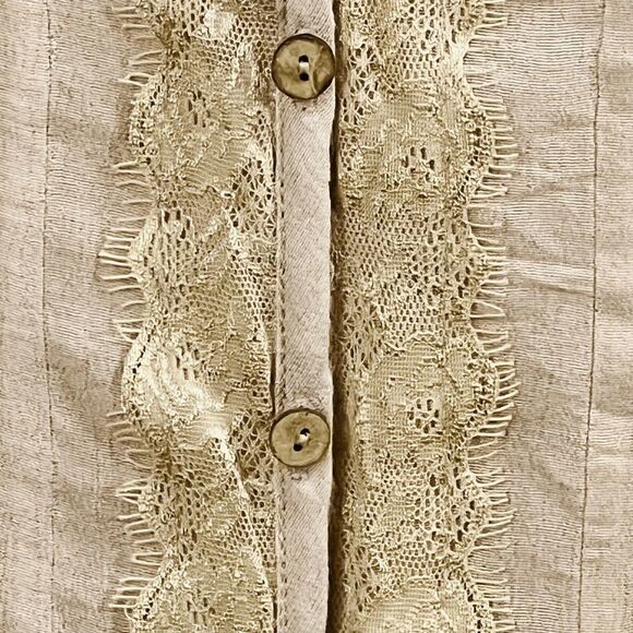 Full Tilt Boho Cottagecore Lace Peasant Blouse Beige Romantic Feminine XS - Picture 7 of 10